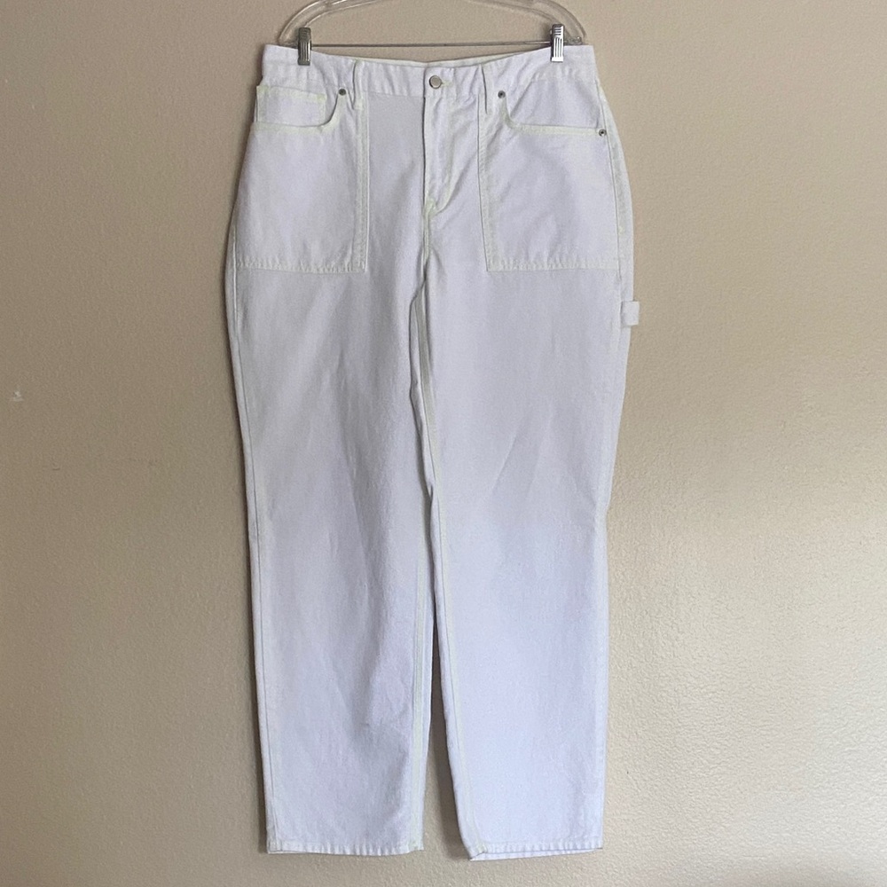 Good American Good '90s Carpenter in White High Waist Wide Leg Jeans, Size 14/32 - Picture 2 of 12